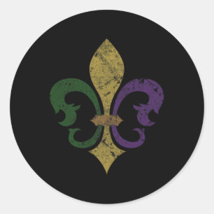 Fleur De Lis Mardi Gras New Orleans S Men Women Yo Classic Round Sticker