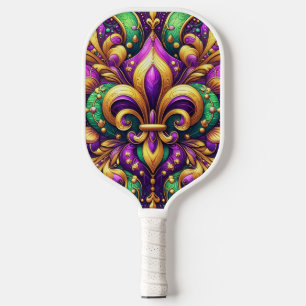 fleur de lis mardi gras pickleball paddle