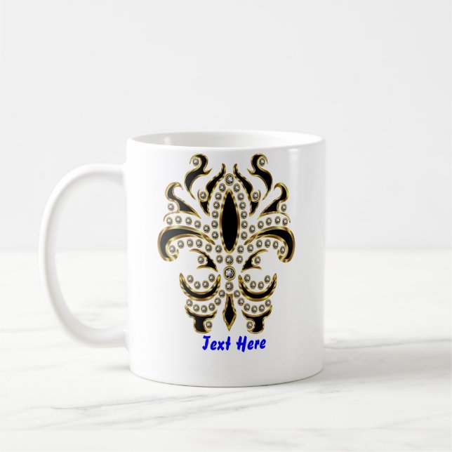 fleur de lis Mardi Gras Please View Notes Coffee Mug (Left)