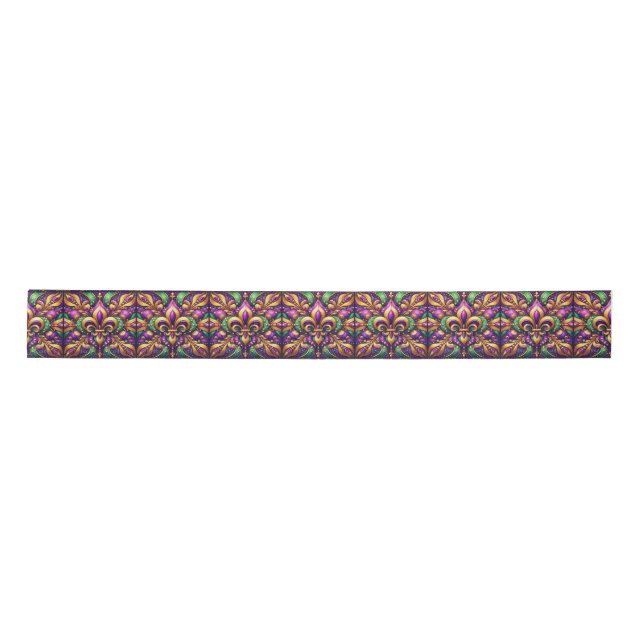 fleur de lis mardi gras satin ribbon (Front)