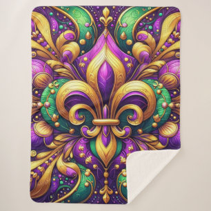 fleur de lis mardi gras sherpa blanket