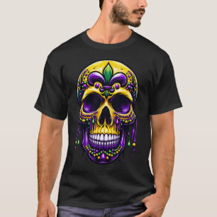 Fleur De Lis Mardi Gras Skull New Orleans Carnival T-Shirt