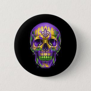 Fleur De Lis Mardi Gras Skulls Men Women Girls Boy 6 Cm Round Badge