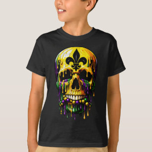 Fleur De Lis Mardi Gras Skulls Men Women Girls Boy T-Shirt
