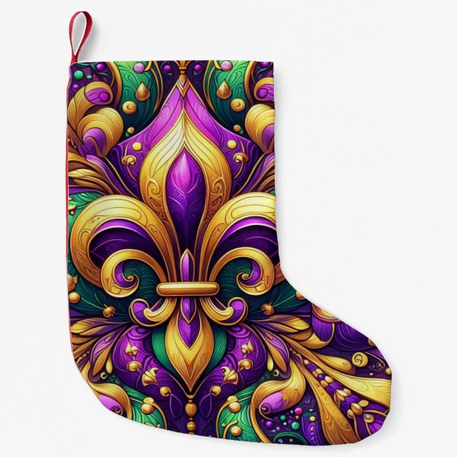 fleur de lis mardi gras small christmas stocking (Front)