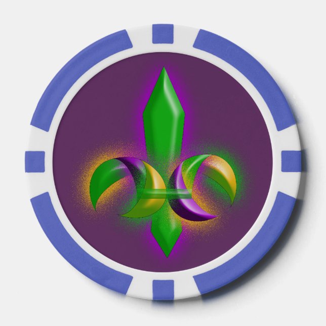 Fleur de lis Mardi Gras Style Party Poker Chips (Front)
