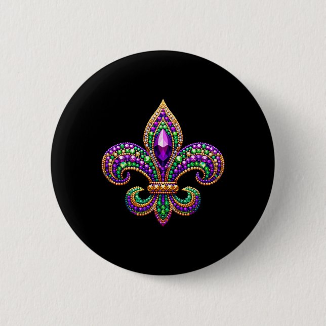 Fleur-de-lis Mardi Gras Symbol Carnival Parade Cos 6 Cm Round Badge (Front)