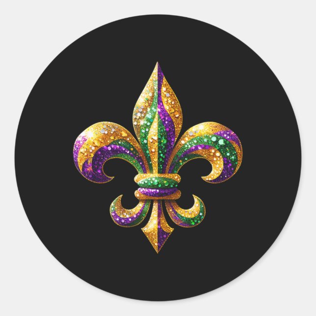 Fleur-de-lis Mardi Gras Symbol Carnival Parade Cos Classic Round Sticker (Front)