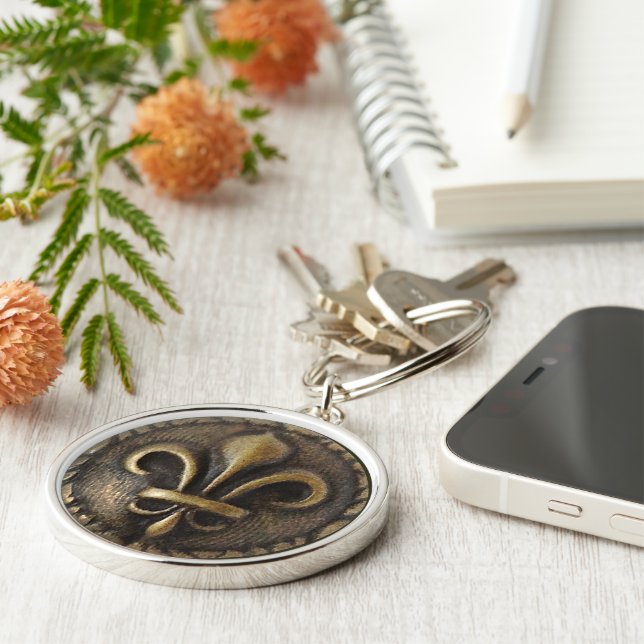 Fleur De Lis Medallion Key Ring (Side)