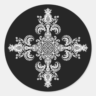 Fleur de lis Meditation 4 corners Classic Round Sticker