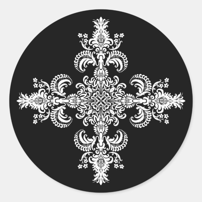 Fleur de lis Meditation 4 corners Classic Round Sticker (Front)