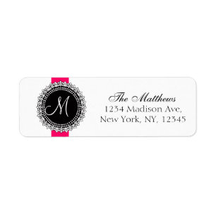 Fleur de Lis Monogram Labels Pink Black White