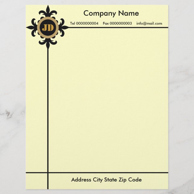 Fleur de lis monogram Letterhead (Front)