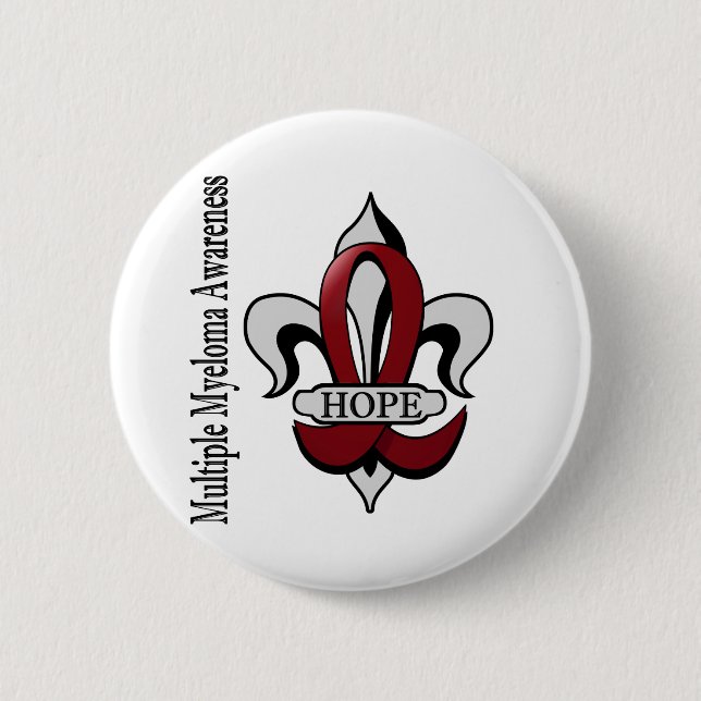 Fleur De Lis Multiple Myeloma Hope 6 Cm Round Badge (Front)