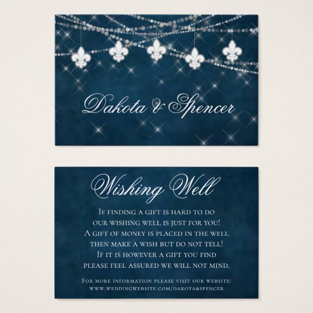 Fleur de Lis Navy Blue Light | Rustic Wishing Well (Front & Back)