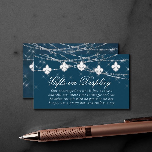 Fleur de Lis Navy Blue Lights | Gift Display Poem Enclosure Card (Creator Uploaded)