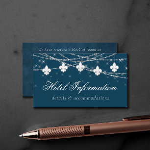 Fleur de Lis Navy Blue Lights   Hotel Information Enclosure Card