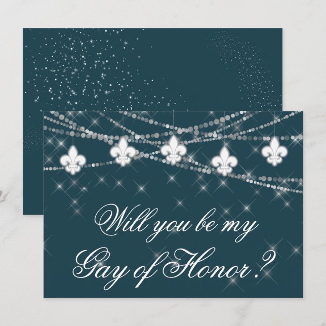 Fleur de Lis Navy Lights Will You Be My Proposal (Front/Back)