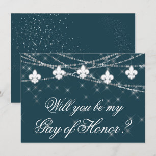 Fleur de Lis Navy Lights Will You Be My Proposal