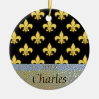 Fleur de Lis New Orleans Black Gold Personalised