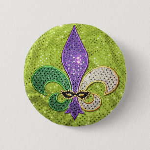 Fleur De Lis  New Orleans Jewel Sparkle 6 Cm Round Badge