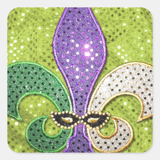 Fleur De Lis  New Orleans Jewel Sparkle Square Sticker (Front)
