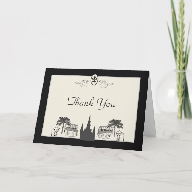 Fleur de Lis New Orleans Scene Thank You (Front)