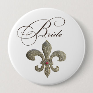 Fleur de lis NOLA Bride Bling 10 Cm Round Badge