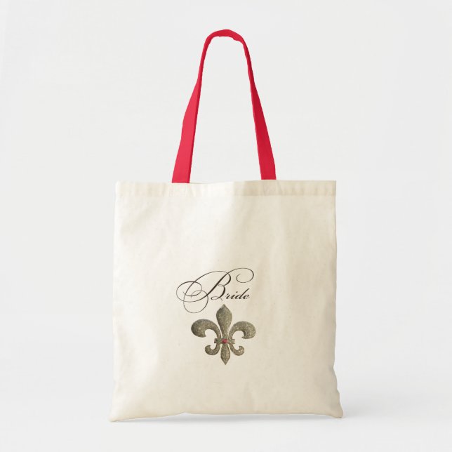 Fleur de lis NOLA Bride Bling Tote Bag (Front)