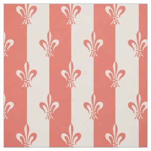Fleur de Lis Off White & Terra Cotta Red Fabric