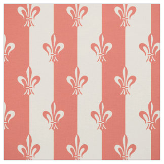 Fleur de Lis Off White & Terra Cotta Red Fabric