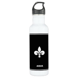 Fleur-de-Lis on Black and White 710 Ml Water Bottle
