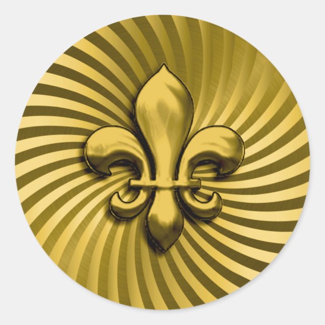 Fleur de Lis on Gold Background Classic Round Sticker (Front)