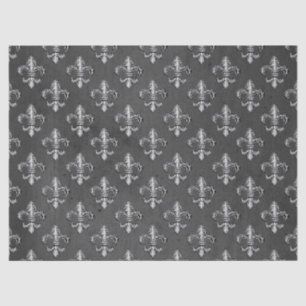 Fleur De Lis on Grey Decoupage Tissue Paper