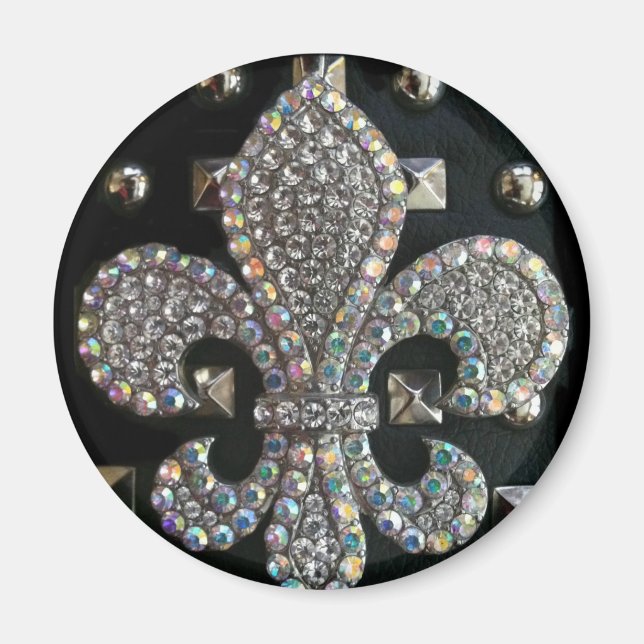 FLEUR DE LIS ON STUDS HARD ROCK PRINT MAGNET (Front)