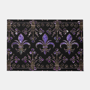 Fleur-de-lis ornament Amethyst purple Doormat