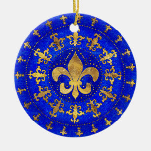 Fleur-de-lis ornament Lapis Lazuli and Gold