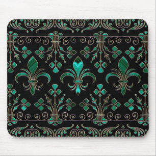 Fleur-de-lis ornament Malachite Green Mouse Mat