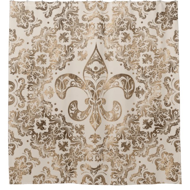 Fleur-de-lis Ornament - pastel gold Shower Curtain (Front)