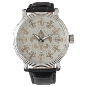 Fleur-de-lis ornament Pastel Gold Watch