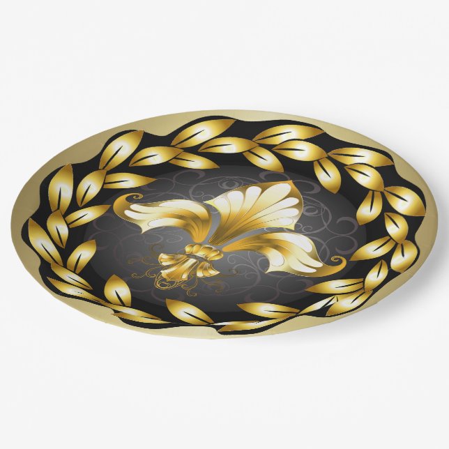 Fleur de Lis Party Goods Paper Plate (Angled)