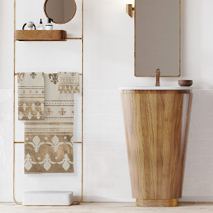 Fleur-de-lis  Pastel Gold Bath Towel Set