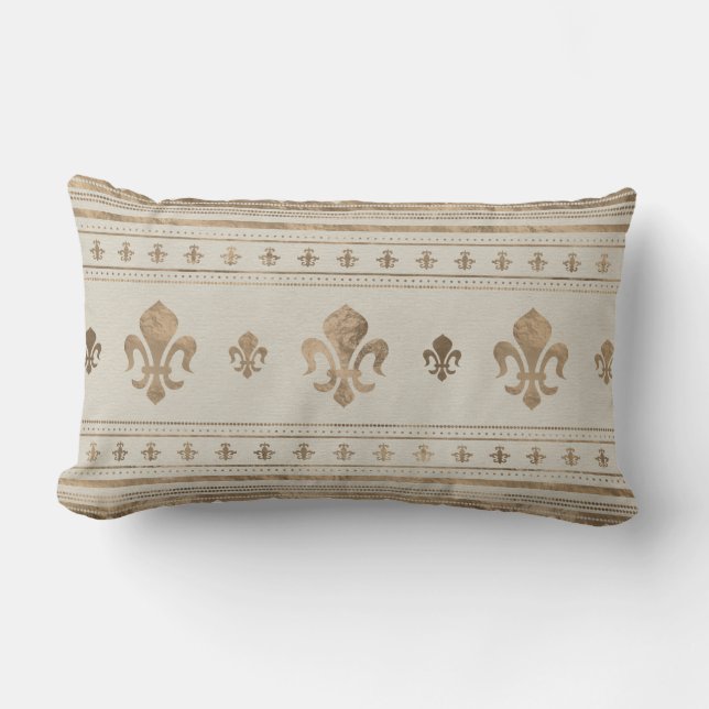 Fleur-de-lis  Pastel Gold Lumbar Cushion (Front)
