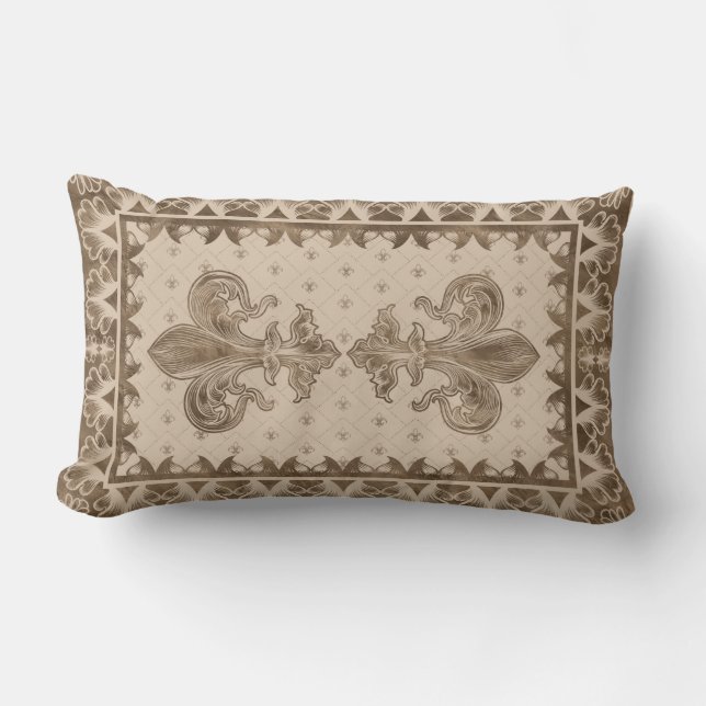Fleur-de-lis - Pastel Gold Lumbar Cushion (Front)