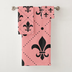 Fleur De Lis Pattern Bath Towel Set