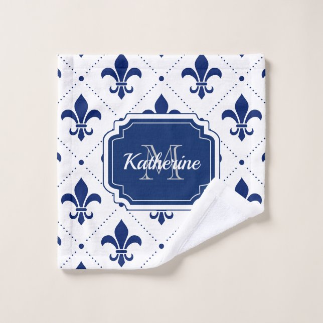Fleur-de-lis Pattern Bath Towel Set (Wash Cloth)