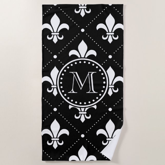 Fleur De Lis Pattern Beach Towel (Front)