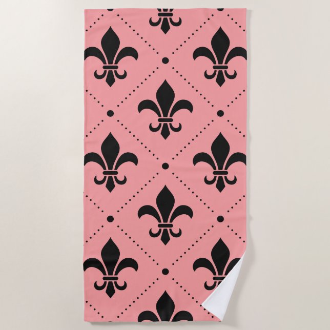 Fleur De Lis Pattern Beach Towel (Front)