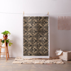 Fleur-de-lis pattern black on gold fabric