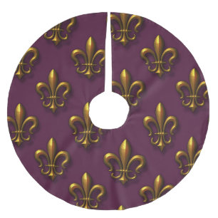 Fleur De Lis Pattern Brushed Polyester Tree Skirt